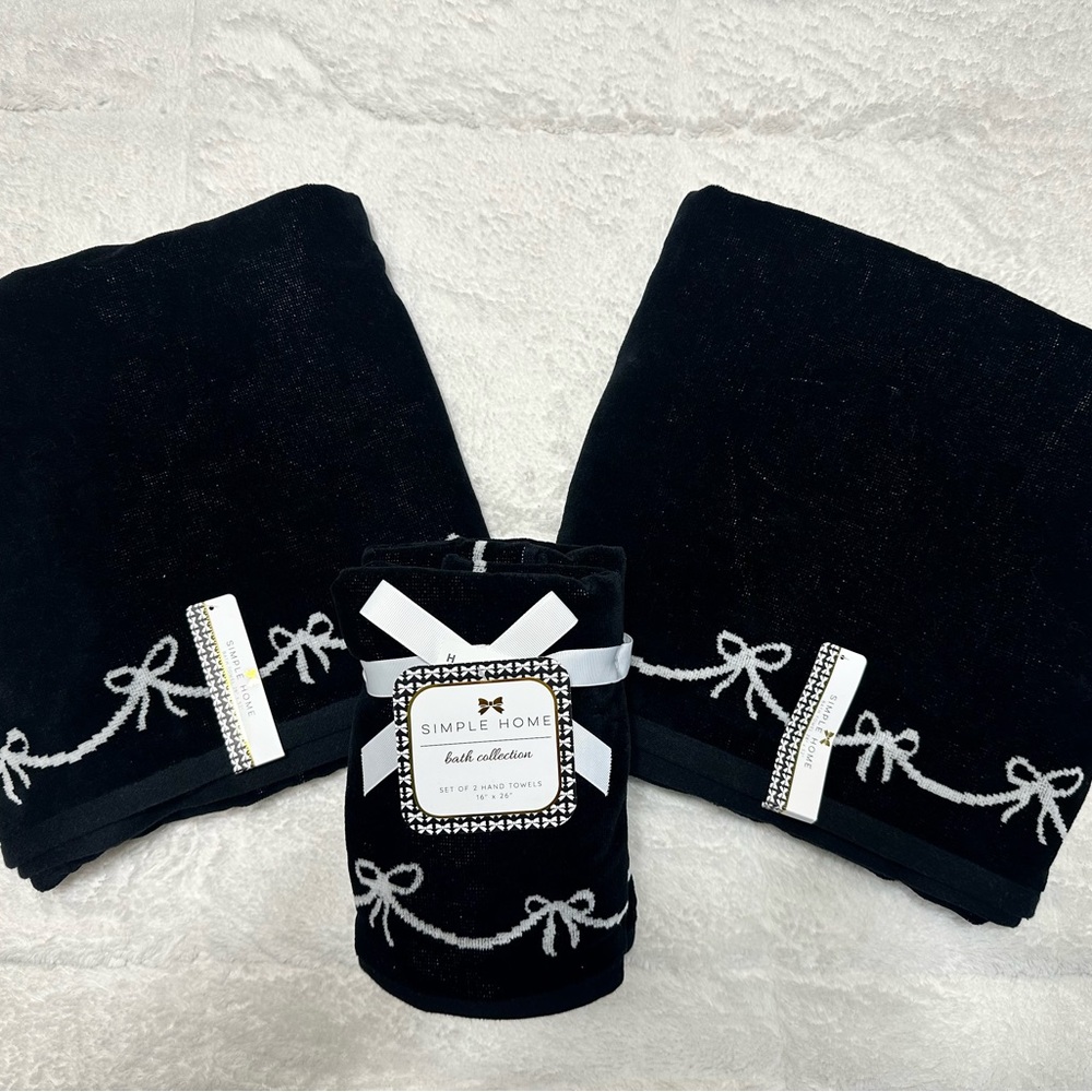 Simple Home Black BOW Bath Towel Set
